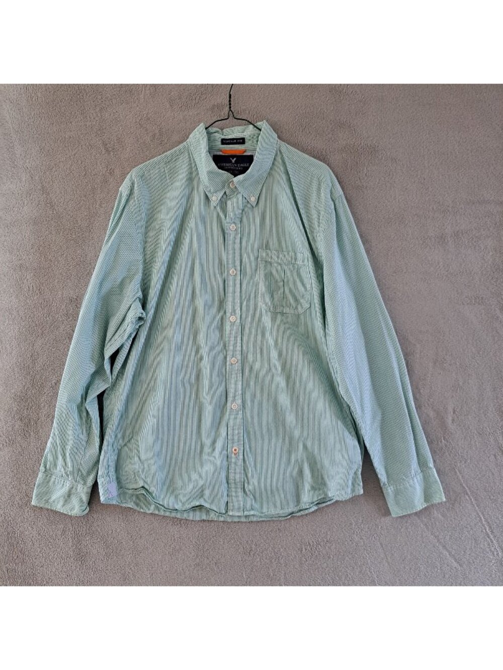 American Eagle XL Vintage Fit Button Up Shirt Striped Green Long Sleeve